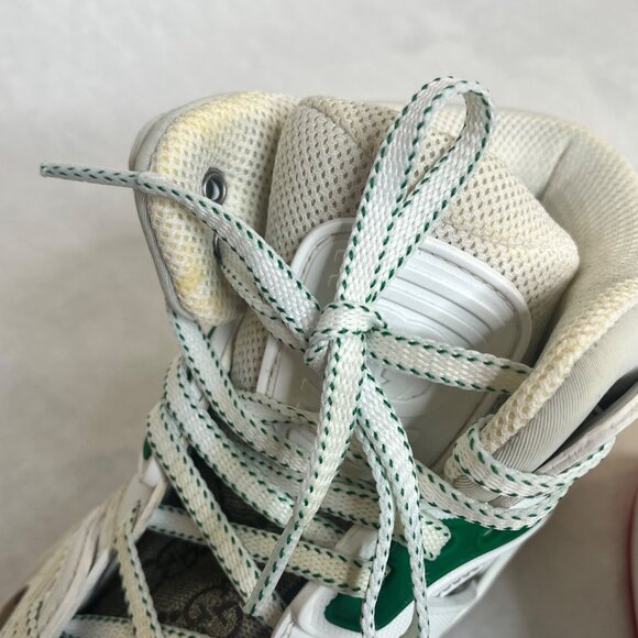 Gucci White Leather GG Monogram High-Top Sneakers Size 7 Mens Basketball Shoes - Picture 6 of 15